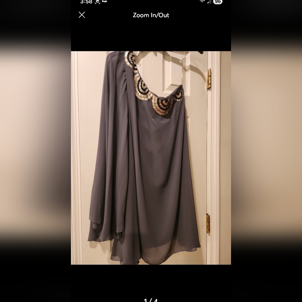 Lipsy Gray Mini Dress with Gold and Black Accents